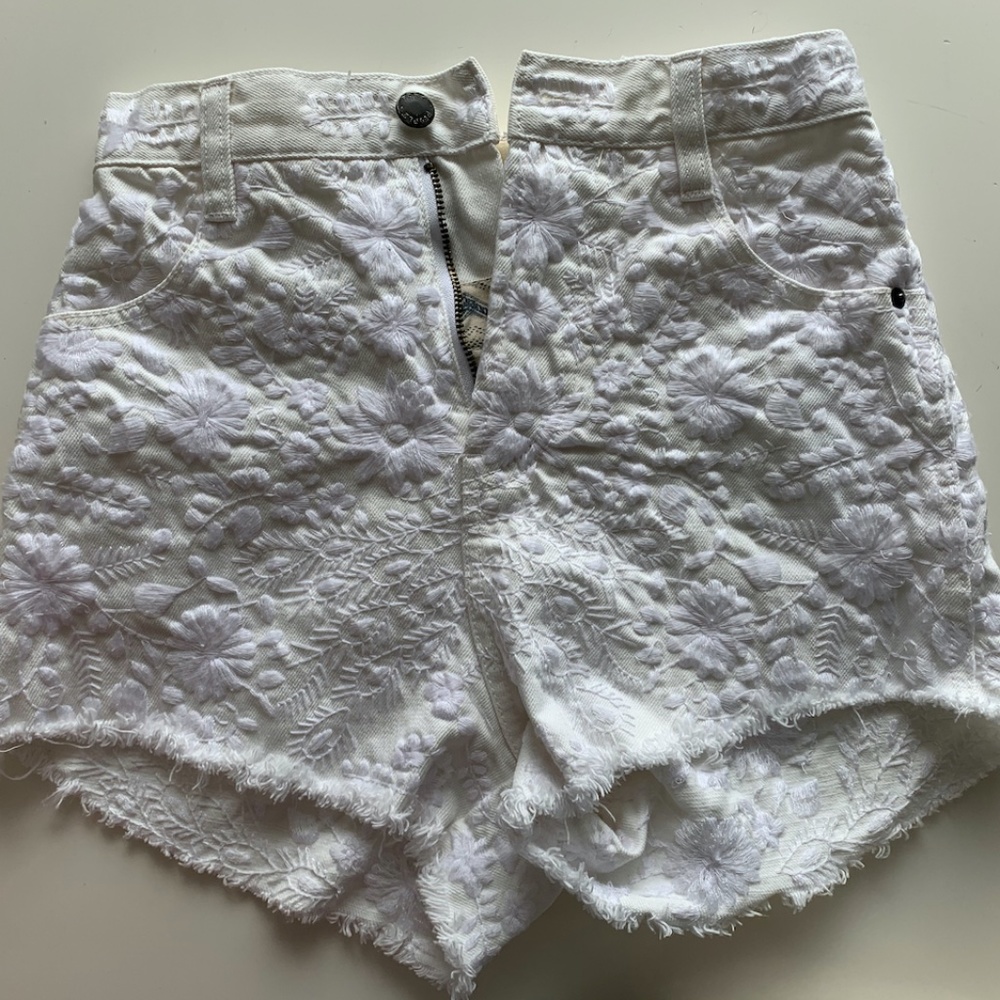 free people white denim shorts